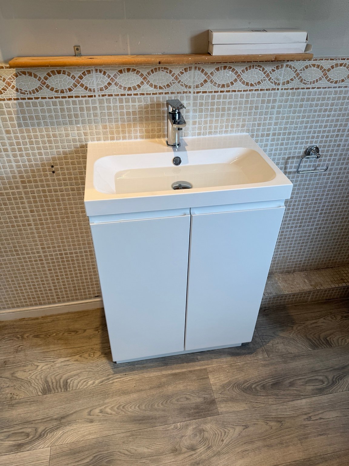 New basin and vanity unit installation